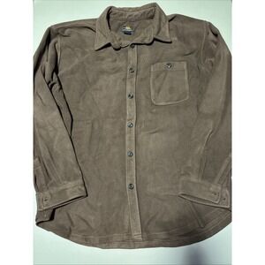 Route 66 Shirt Mens XL Brown Fleece Button Up Long Sleeve Jacket Overshirt Layer